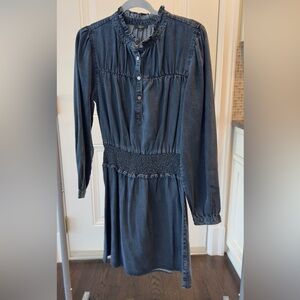 Rails Indigo Long-Sleeve Smocked-Waist Button Dress